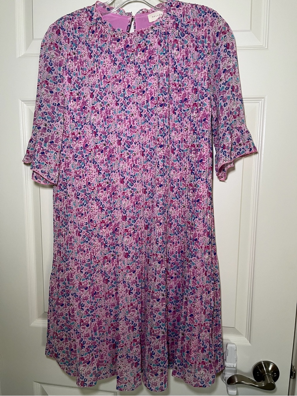 MELLODAY Anthropologie Pink Floral Print Blouse